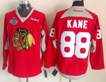 Men's Chicago Blackhawks #88 Patrick Kane 2015 Stanley Cup 2014 Red Practice Jersey