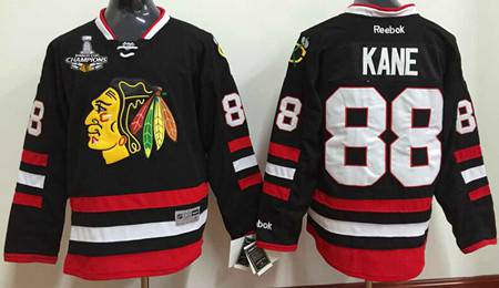 Men's Chicago Blackhawks #88 Patrick Kane Black 2015 Stanley Cup Champion Jersey W/2015 Stanley Cup Champion Patch