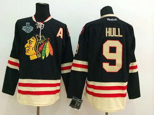 Men's Chicago Blackhawks #9 Bobby Hull 2015 Stanley Cup 2015 Winter Classic Black Jersey