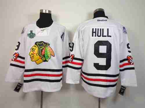 Men's Chicago Blackhawks #9 Bobby Hull 2015 Stanley Cup 2015 Winter Classic White Jersey