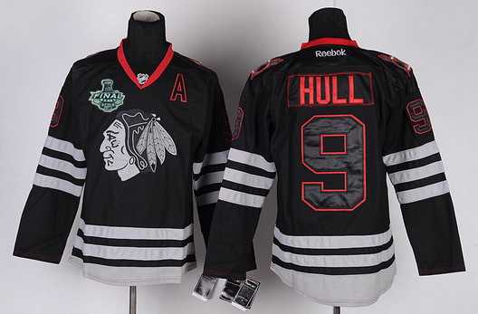 Men's Chicago Blackhawks #9 Bobby Hull 2015 Stanley Cup Black Ice Jersey