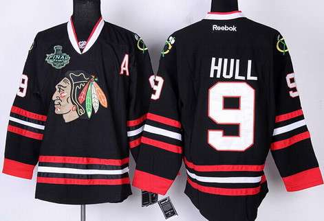 Men's Chicago Blackhawks #9 Bobby Hull 2015 Stanley Cup Black Jersey