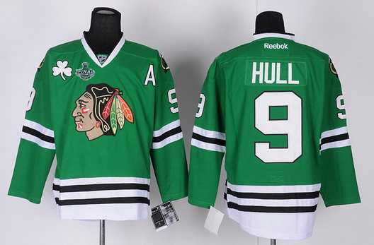 Men's Chicago Blackhawks #9 Bobby Hull 2015 Stanley Cup Green Jersey