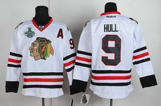 Men's Chicago Blackhawks #9 Bobby Hull 2015 Stanley Cup White Jersey