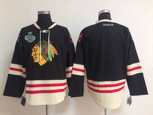 Men's Chicago Blackhawks 2015 Stanley Cup Blank 2015 Winter Classic Black Jersey