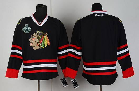 Men's Chicago Blackhawks 2015 Stanley Cup Blank Black Jersey