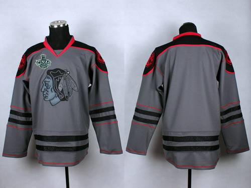 Men's Chicago Blackhawks 2015 Stanley Cup Blank Charcoal Gray Jersey