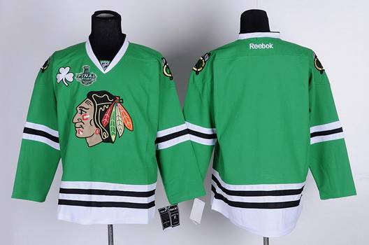 Men's Chicago Blackhawks 2015 Stanley Cup Blank Green Jersey