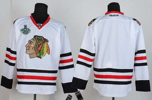 Men's Chicago Blackhawks 2015 Stanley Cup Blank White Jersey