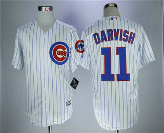 Men's Chicago Cubs #11 Yu Darvish White Cool Base Jersey