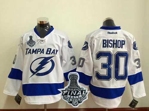 Men's Tampa Bay Lightning #30 Ben Bishop 2015 Stanley Cup White Jersey