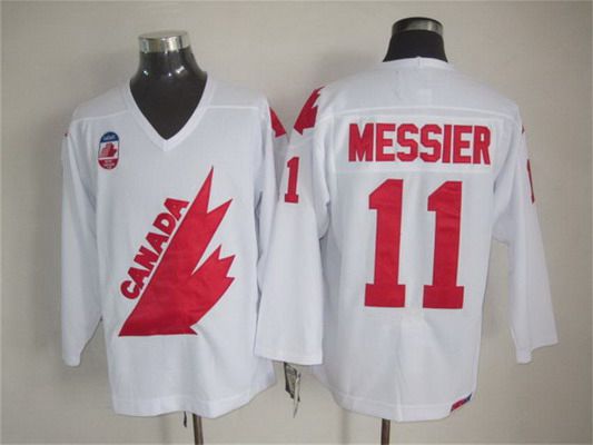 Men's Team Canada #11 Mark Messier 1991 Olympic White CCM Vintage 