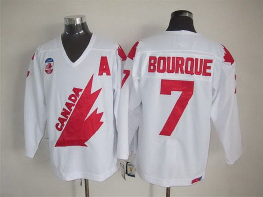 Men's Team Canada #7 Ray Bourque 1991 Olympic White CCM Vintage Throwback Jersey