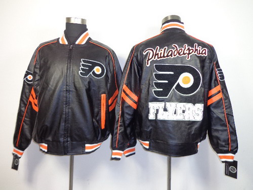 Philadelphia Flyers Blank Black Leather Coat