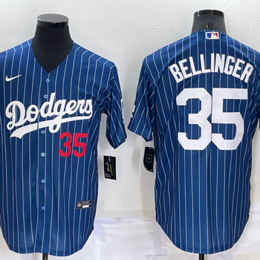 NIKE MLB Los Angeles Dodgers #35 Bellinger Black Jersey Stitch