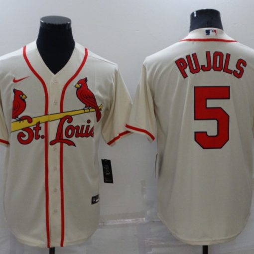 St.Louis Cardinals #5 Albert Pujols Cream Alternate Women's