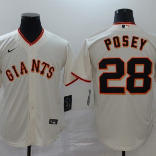 Youth San Francisco Giants 28 Buster Posey Cream Home Jersey