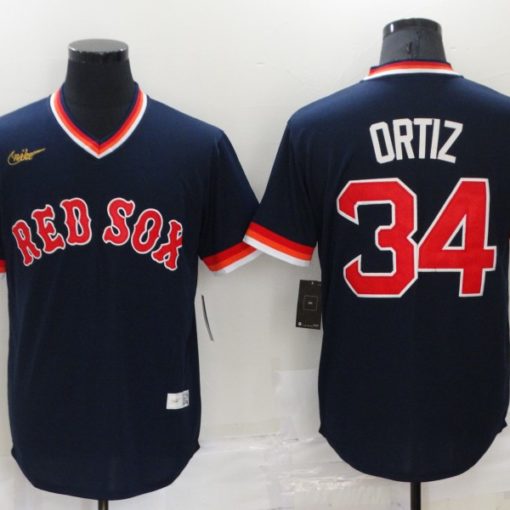 Red Sox #34 David Ortiz Navy Blue Flexbase Authentic Collection