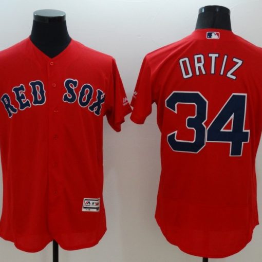 Men's Majestic Boston Red Sox #34 David Ortiz Red Alternate Flex Base  Authentic Collection MLB Jersey