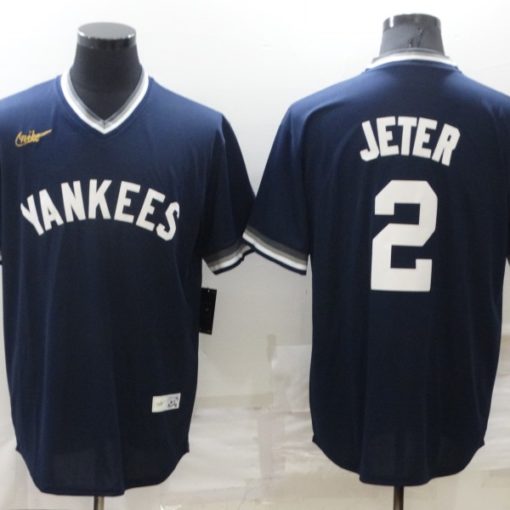 Vintage New York Yankees Derek Jeter #2 MLB Baseball Jersey Navy Blue XL, Vintage Online