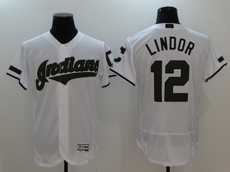 Francisco Lindor #12 Cleveland Indians White Black Flex Base Jersey - Cheap  MLB Baseball Jerseys