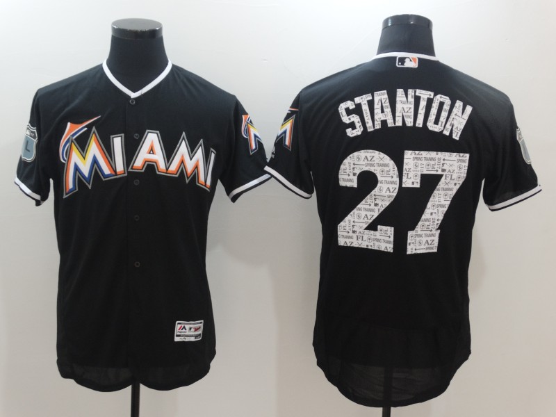 Giancarlo Stanton #27 Miami Marlins Black Fashion Team Flex Base Jersey -  Cheap MLB Baseball Jerseys