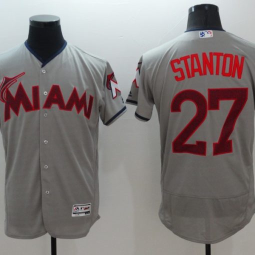 Authentic Miami Marlins Giancarlo Stanton 27 Jersey Style Majestic