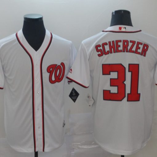 Washington Nationals T Shirt Jersey Max Scherzer #31 Mens Large Majestic  MLB