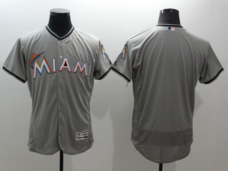 Miami Marlins Gray Team Flex Base Jersey - Cheap MLB Baseball Jerseys