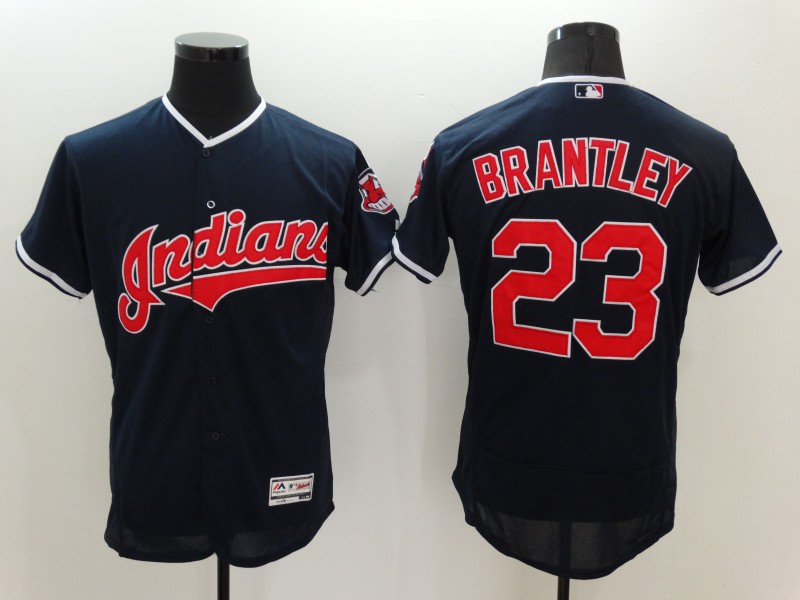 Michael Brantley #23 Cleveland Indians Navy Alternate Flex Base Team Jersey  - Cheap MLB Baseball Jerseys