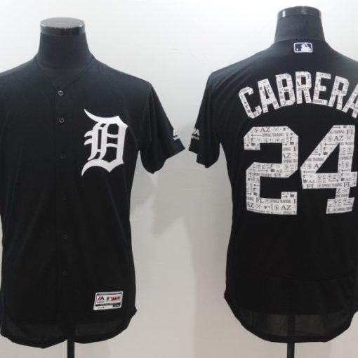 Miguel Cabrera #24 Detroit Tigers Black Fashion Flex Base Jersey