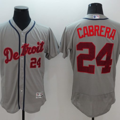 Miguel Cabrera #24 Detroit Tigers Gray/Red Flex Base Jersey