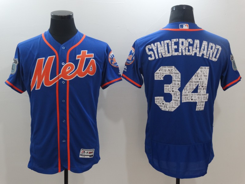New York Mets Authentic #34 Noah Syndergaard Alternate Road Blue Gray  Jersey with 2015 World Series Patch on sale,for Cheap,wholesale from China