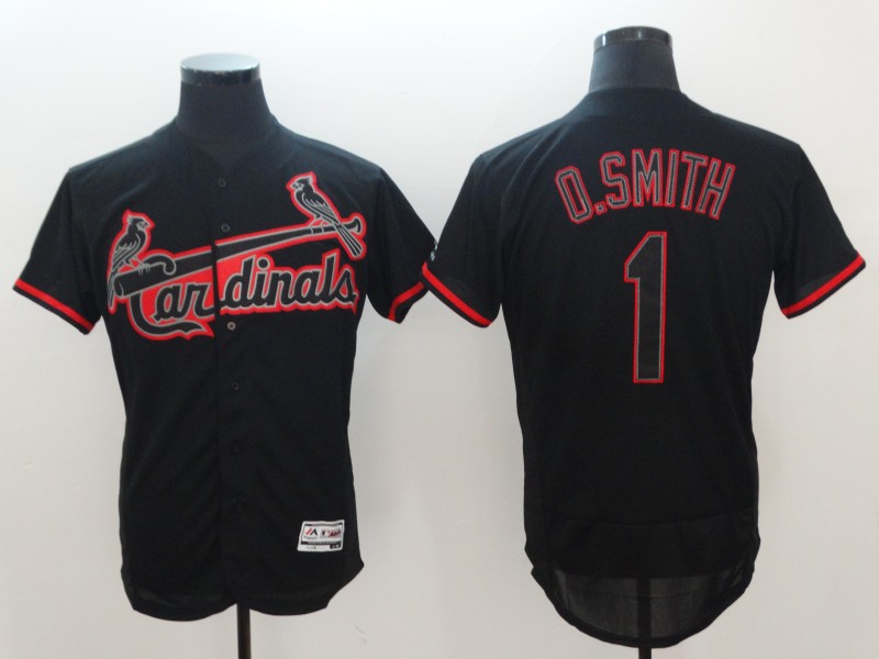 Ozzie Smith #1 St. Louis Cardinals Black Fashion Flex Base Jersey - Cheap  MLB Baseball Jerseys