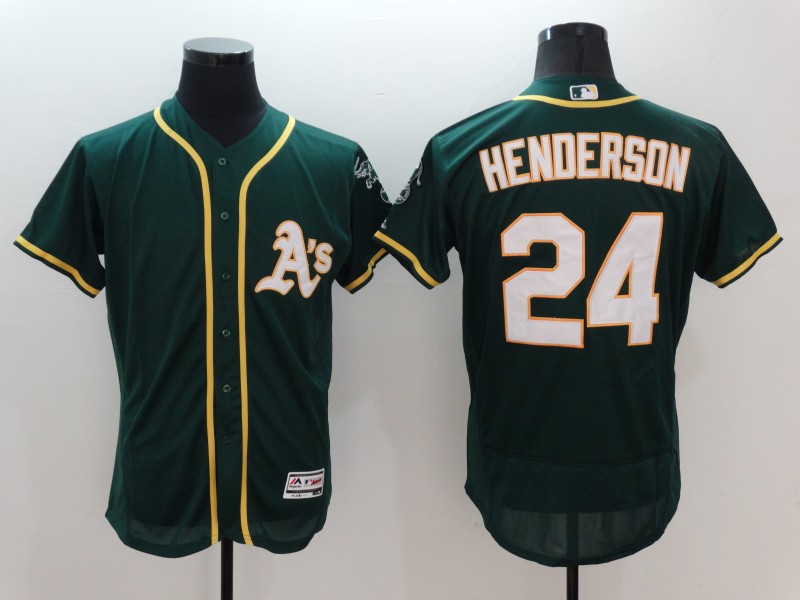 Rickey Henderson #24 Oakland Athletics Green Flex Base Jersey