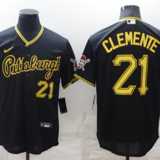 Roberto Clemente #21 Pittsburgh Pirates Black Alternate Flex Base Jersey -  Cheap MLB Baseball Jerseys