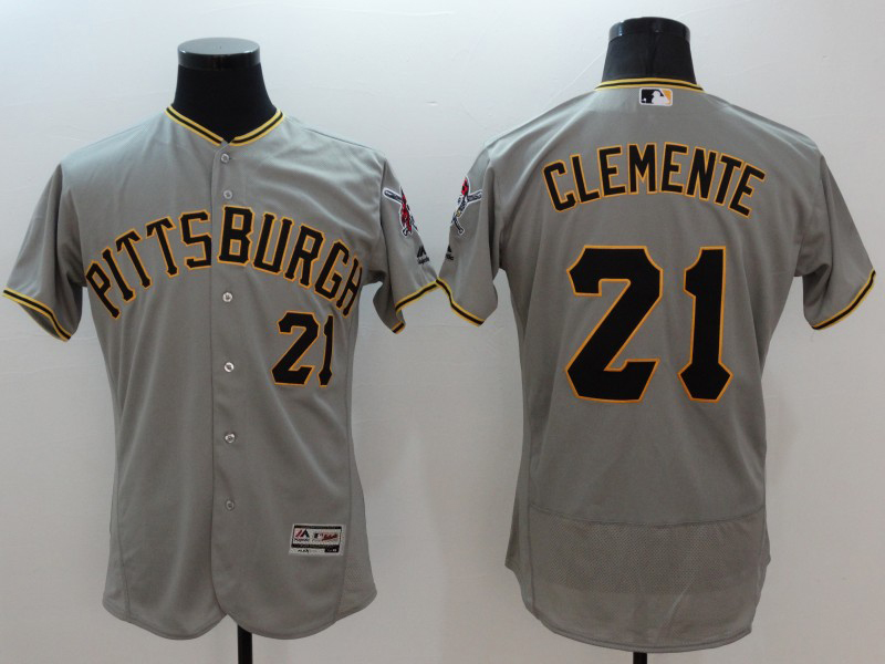 Roberto Clemente #21 Pittsburgh Pirates Gray Road Flex Base Jersey - Cheap  MLB Baseball Jerseys