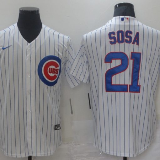 Men's Majestic Chicago Cubs #21 Sammy Sosa Authentic White Home Cooperstown MLB  Jersey