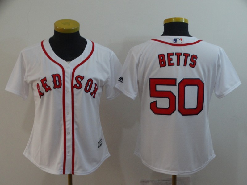 Women's Majestic Boston Red Sox #50 Mookie Betts Authentic Pink Fashion MLB  Jersey