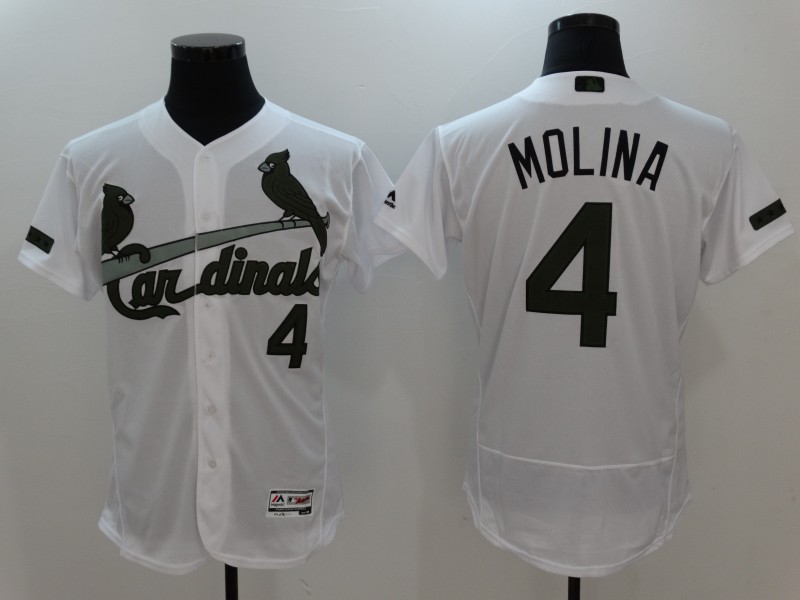 Yadier Molina #4 St. Louis Cardinals White/Black Flex Base Jersey