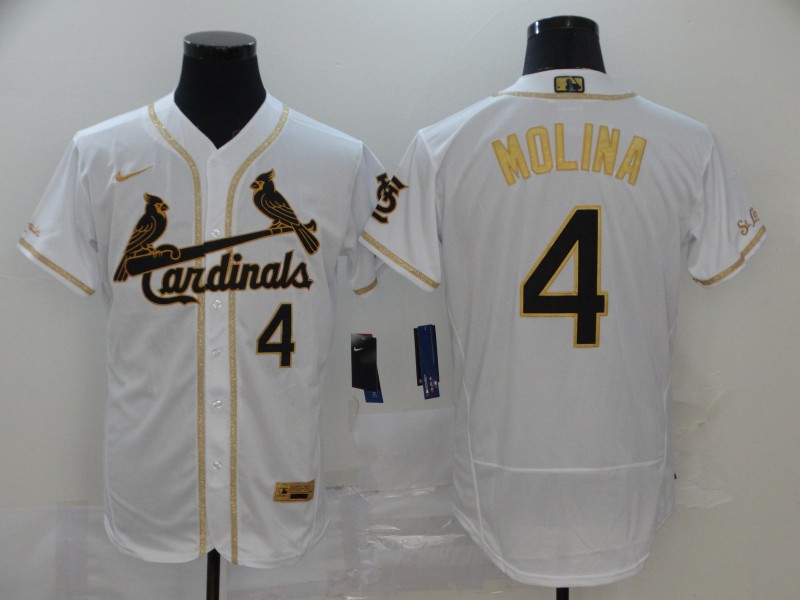 Yadier Molina #4 St. Louis Cardinals White Gold Flex Base Jersey - Cheap  MLB Baseball Jerseys