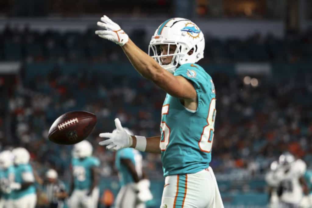 Miami Dolphins elev  nfl man jersey buffalo bills 97ate wide receiver River Cracraft and safety Verone McKinley III ahead of Sunday’s matchup vs. New England Patriots