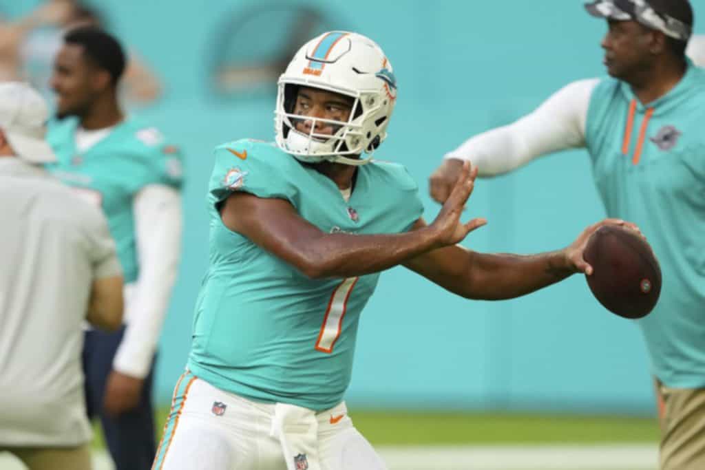 Terron Armste  buffalo bills throwback jerseyad connects Drew Brees with Miami Dolphins QB Tua Tagovailoa