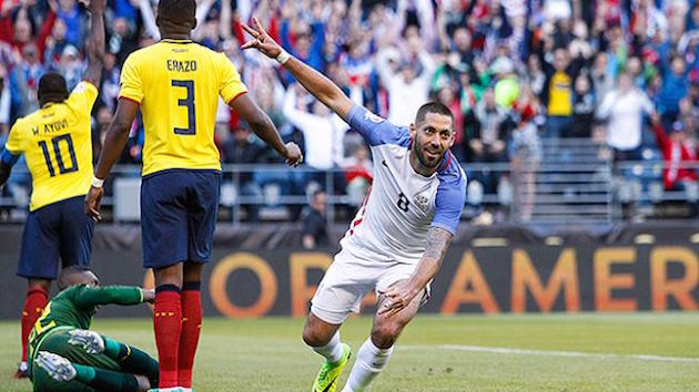 Dempsey Leads U.S. Past Ecuador to Copa Semis  framed manchester united jersey