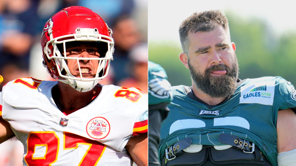 Kelce brothers dress up as Manning brothers for Halloween ManningCast