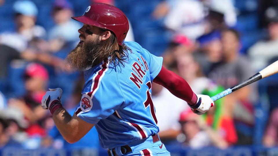 Why Brandon Marsh's hair always looks greasy during Phillies does buffalo  wild wings have nfl network games: 'It's called having some f—ing edge'  -Buy Vintage Sports Apparel, Cheap Men NBA T-shirts,Replica NFL
