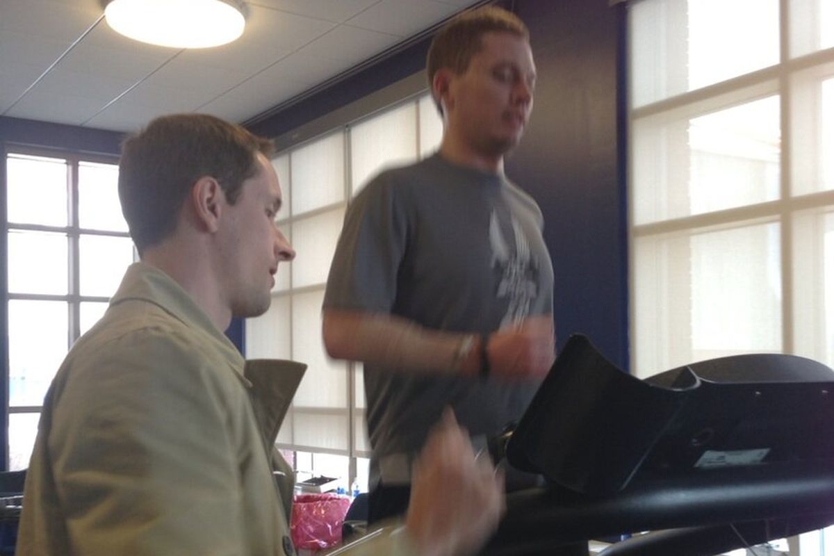 The author on the treadmill for his lactate threshold test. 