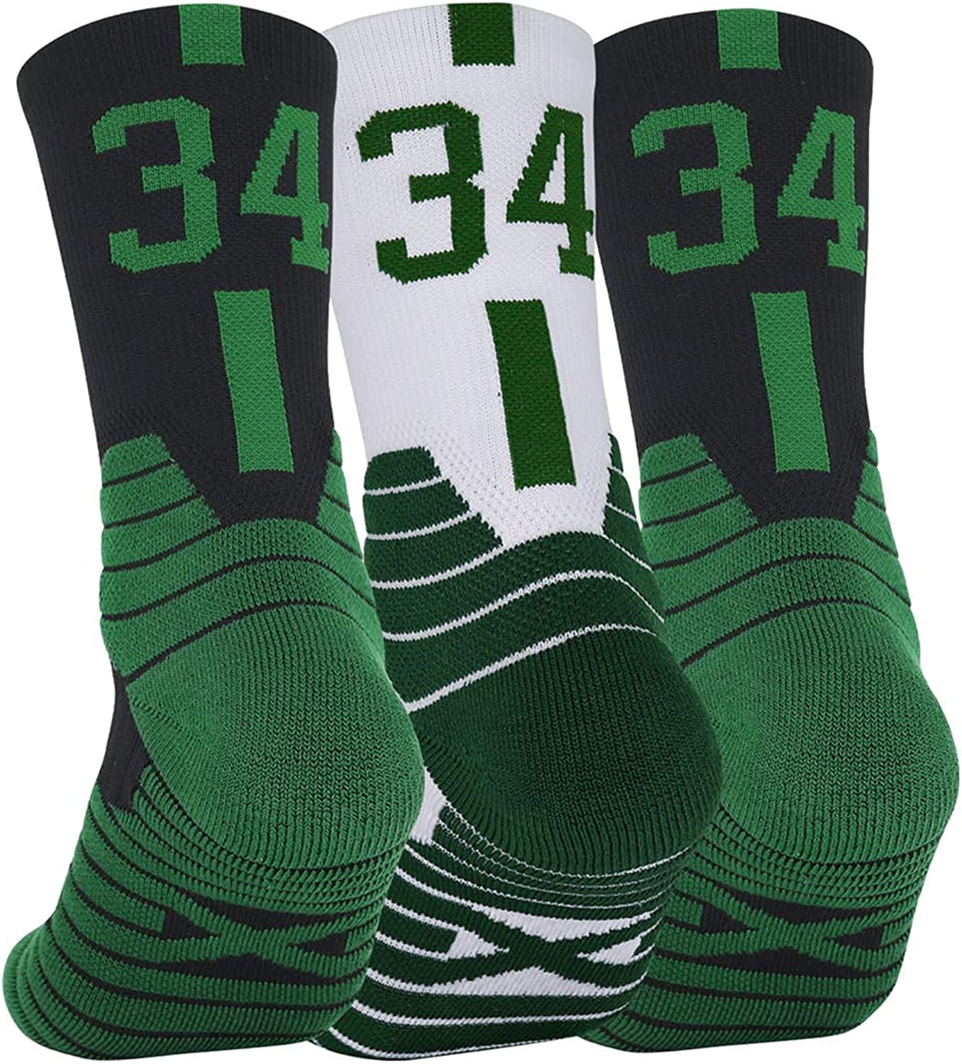 Pimaja Basketball Socks 3 Pairs, Athletic Socks with 3D Ankle Protection , Compression Cushion Sport Socks for Men &