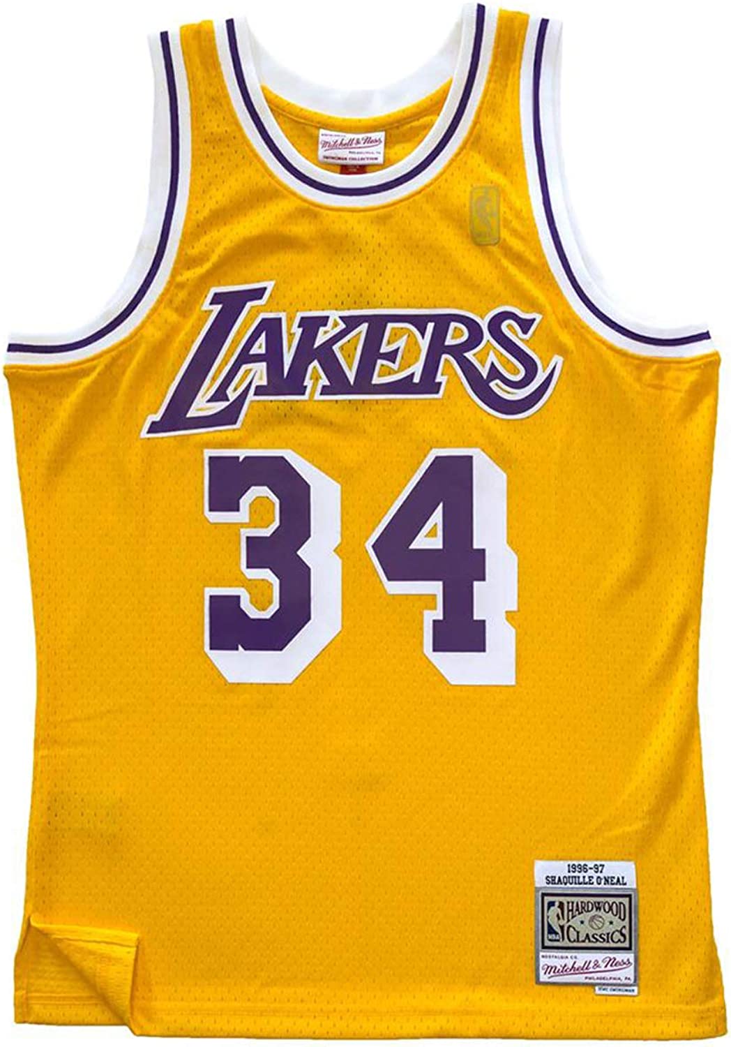 Mitchell & Ness Los Angeles Lakers Shaquille O Neal 34 Yellow Replica Swingman Jersey 2.0 NBA HWC Basketball Trikot