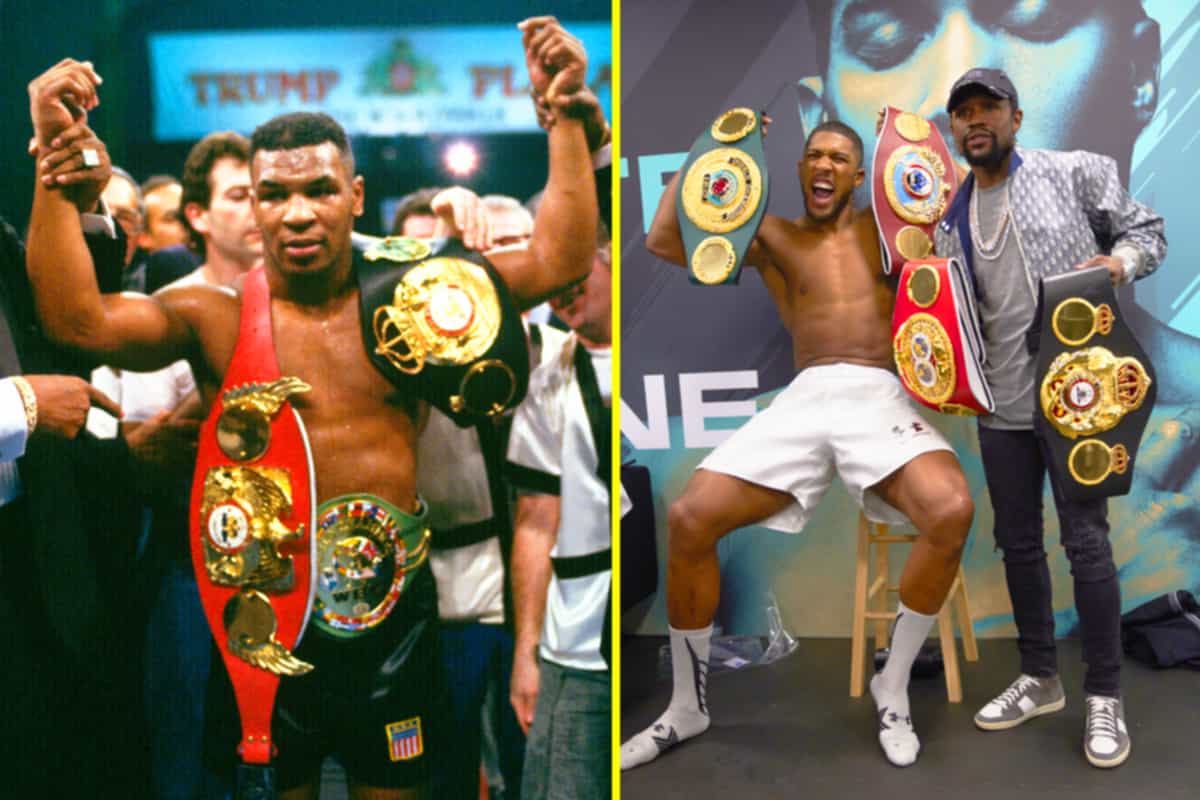 Anthony Joshua says prime Mike Tyson ‘was sent from heaven’ and admits he cannot replicate him in Oleksandr Usyk rematch, as he also claims Floyd Mayweather is ‘the Lionel Messi or Cristiano Ronaldo of boxing’
